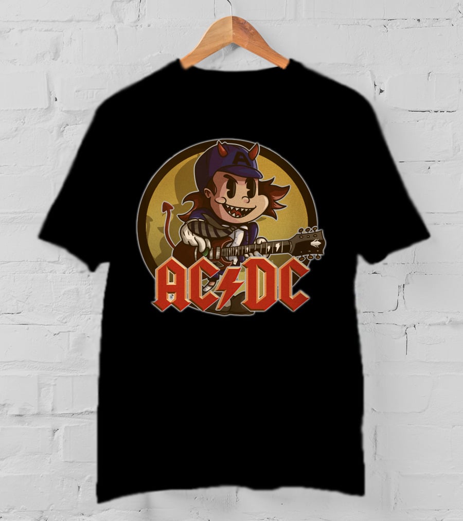 Ac/Dc Devil Cartoon Character Playing Guitar T-Shirt