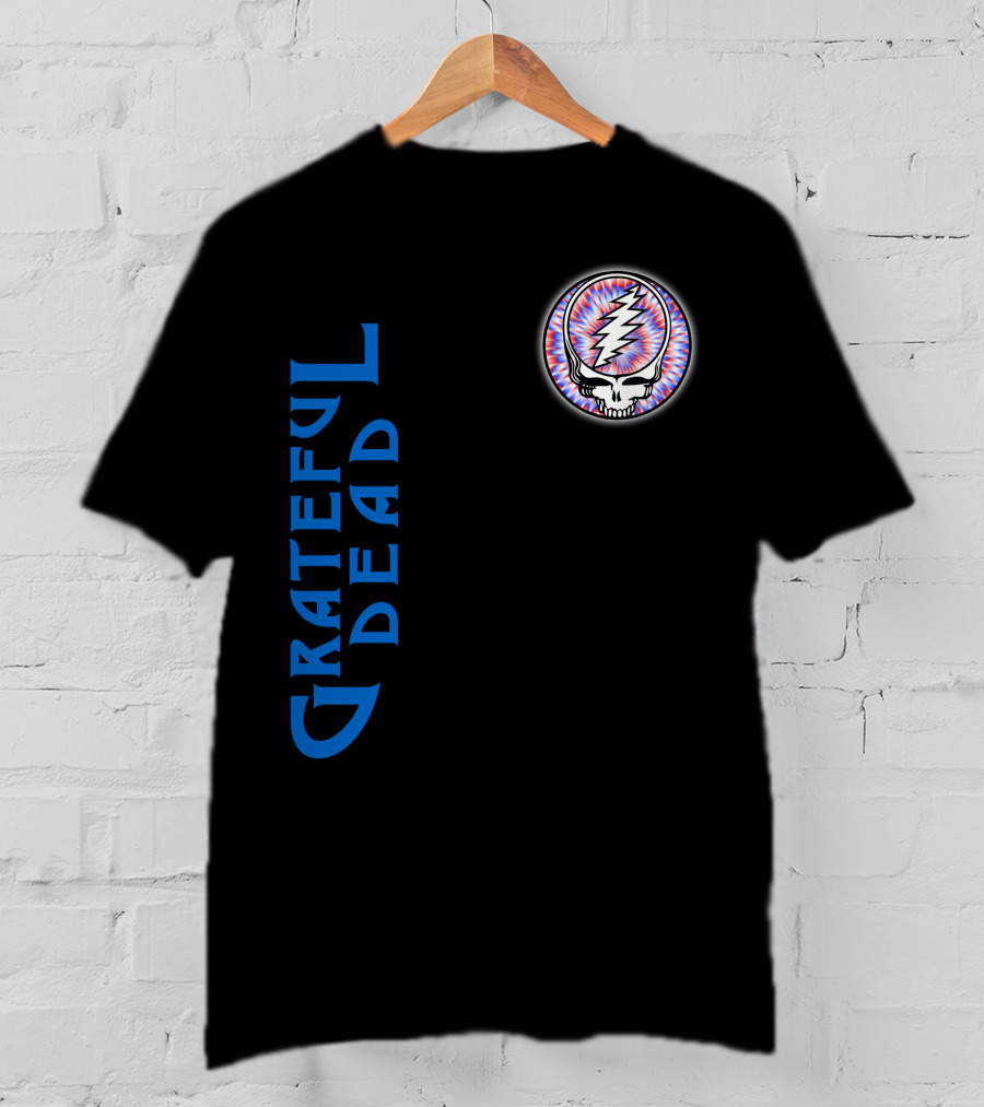 Grateful Dead Steal Your Face Skull With Lightning Bolt And Trippy Blue Letters T-Shirt