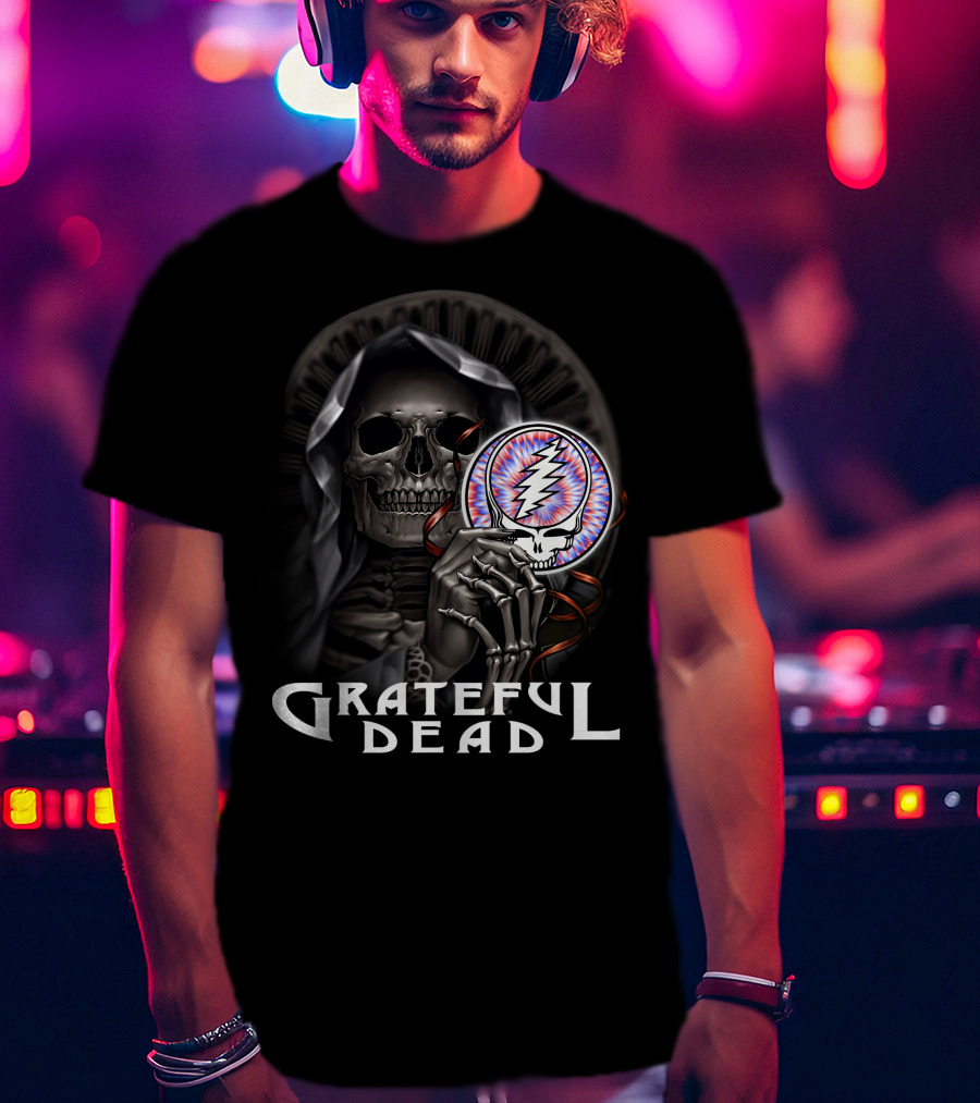 Grateful Dead Skeleton With Steal Your Face Symbol T-Shirt