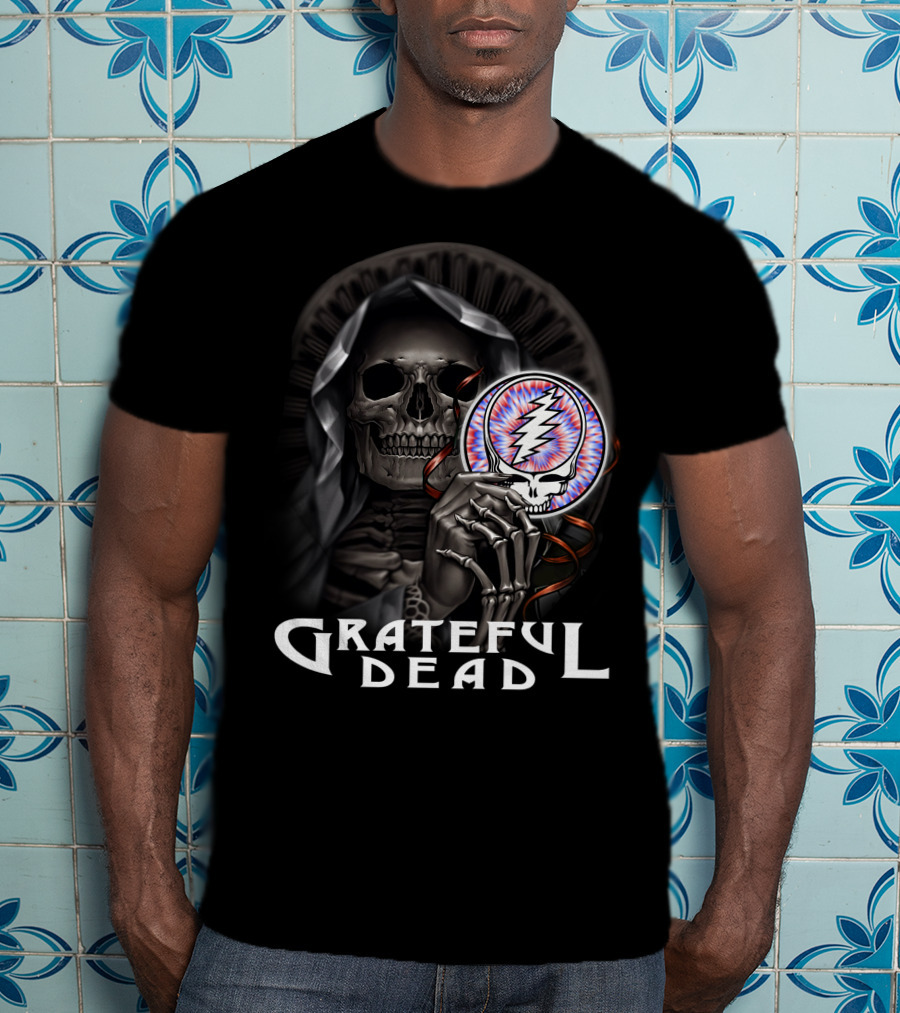 Grateful Dead Skeleton With Steal Your Face Symbol T-Shirt