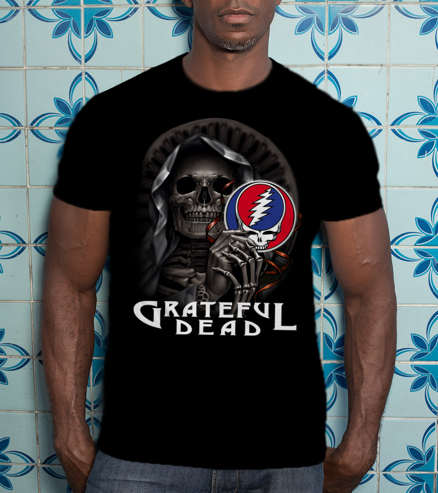 Grateful Dead Skeleton Holding Steal Your Face T-Shirt