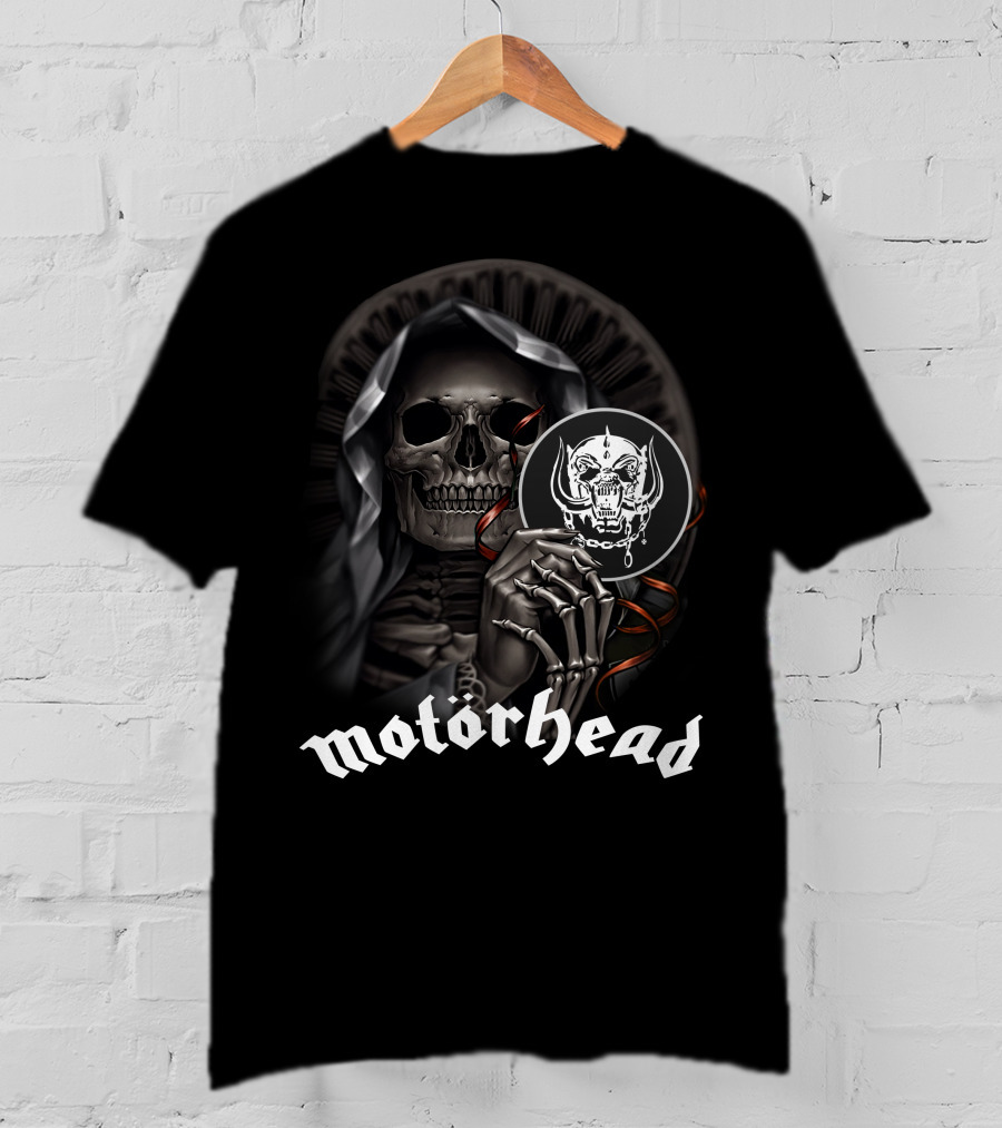 Motörhead Grim Reaper Skeleton Holding War Pig T-Shirt