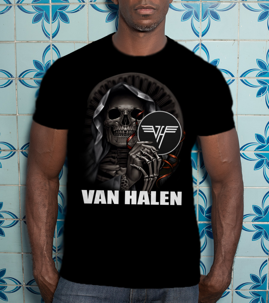 Van Halen Skull Skeleton Grim Reaper Vh T-Shirt