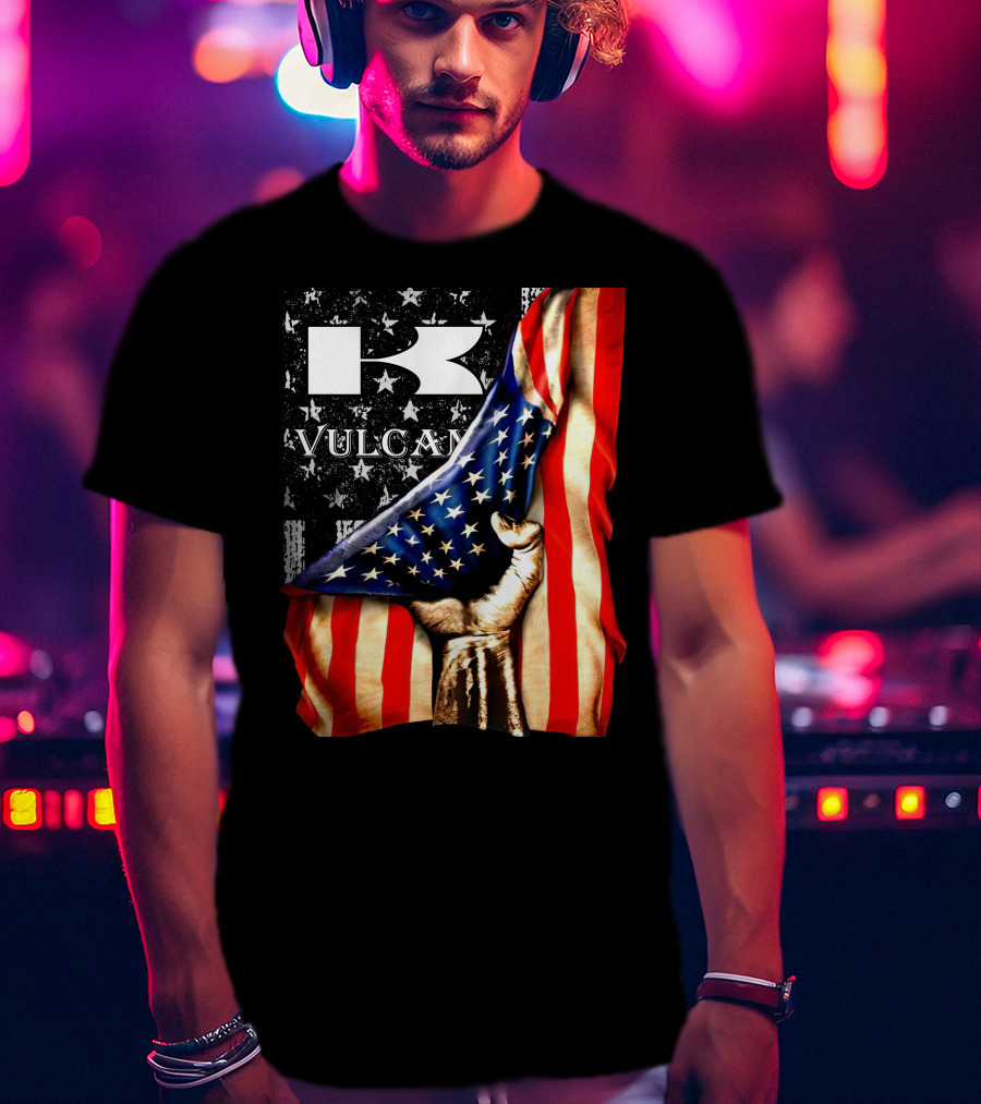 Vulcan Hand Gripping American Flag With Stars And Stripes T-Shirt