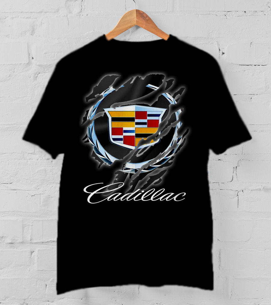 Cadillac Logo Emblem Claw Ripped Effect T-Shirt