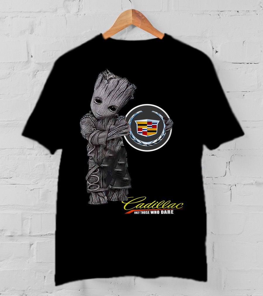 Cadillac Only Those Who Dare Groot Holding Badge T-Shirt