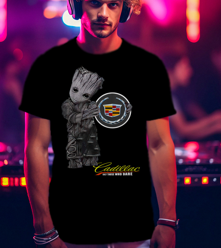 Cadillac Only Those Who Dare Groot Holding Badge T-Shirt