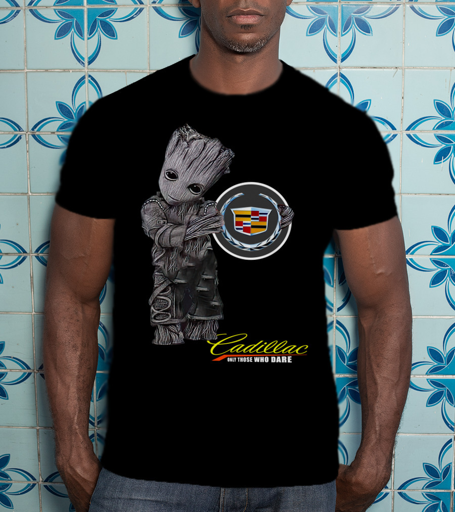 Cadillac Only Those Who Dare Groot Holding Badge T-Shirt