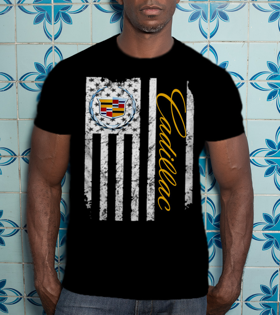 Cadillac Logo American Flag T-Shirt