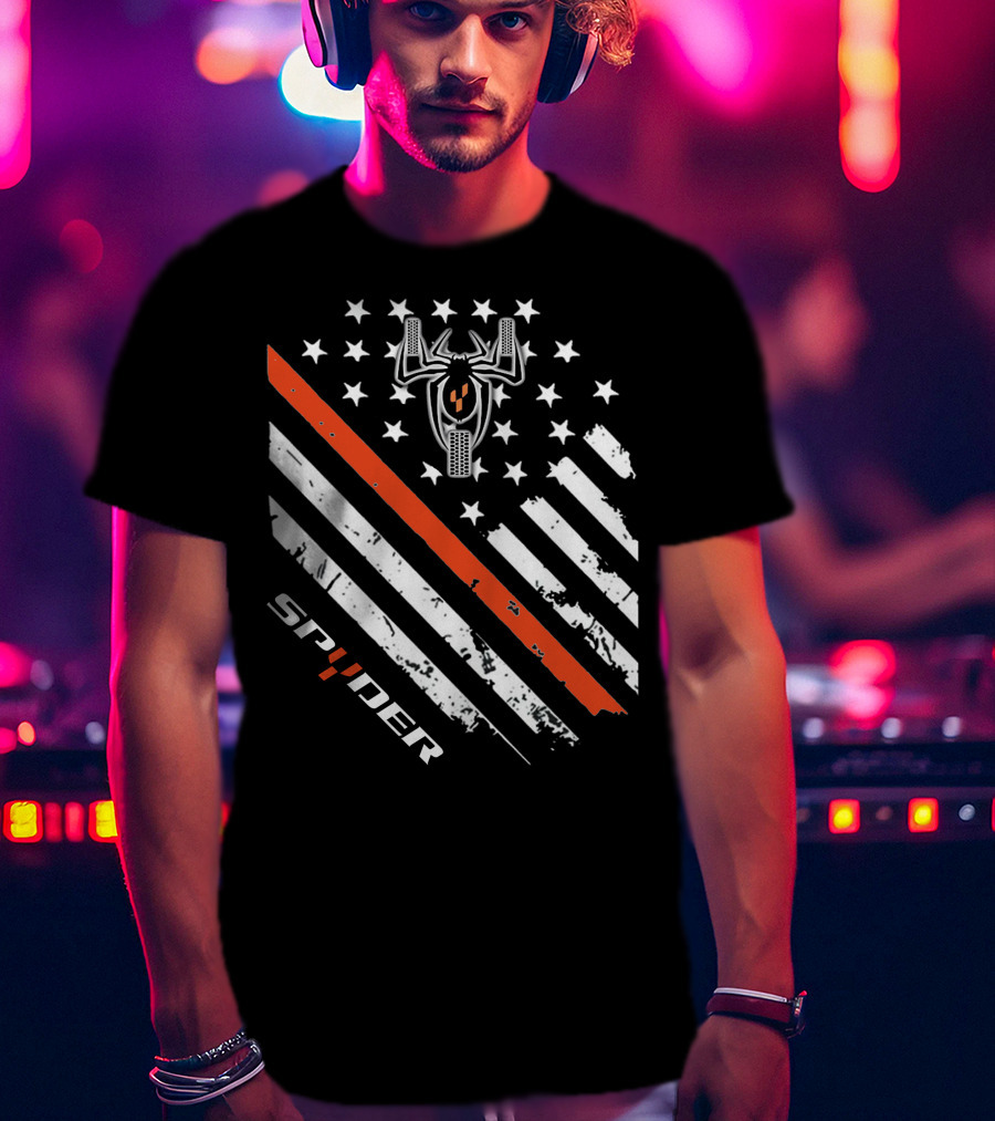 Spyder American Flag Stars Stripes Spider Symbol T-Shirt