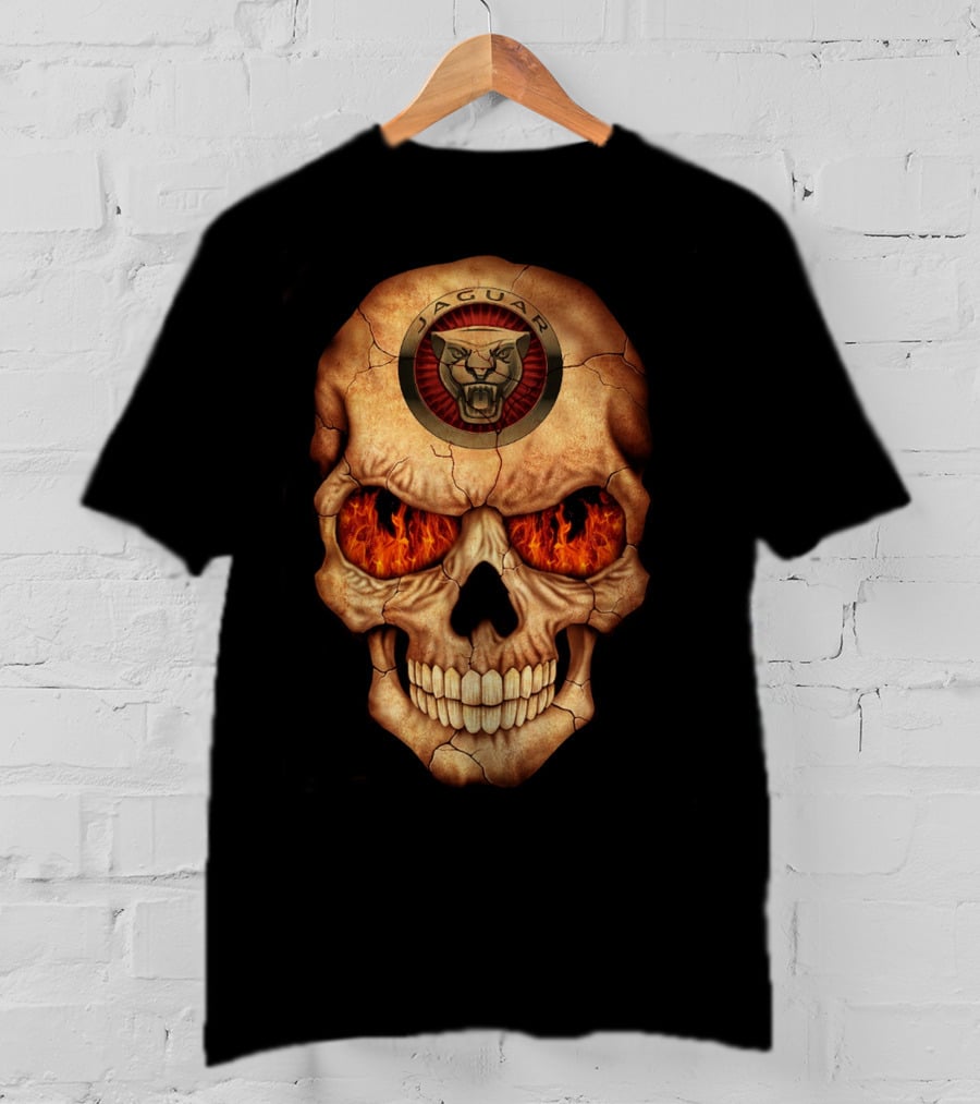Jaguar Skull With Flaming Eyes T-Shirt