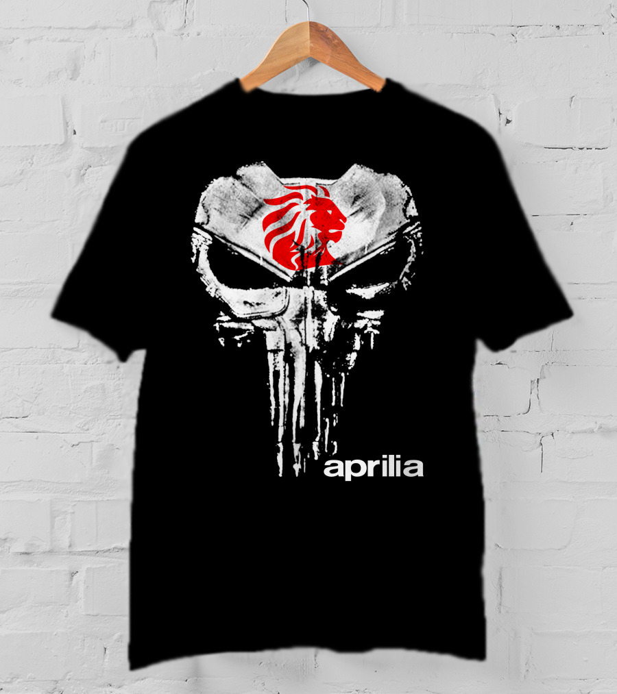 Aprilia Skull With Red Lion Symbol T-Shirt
