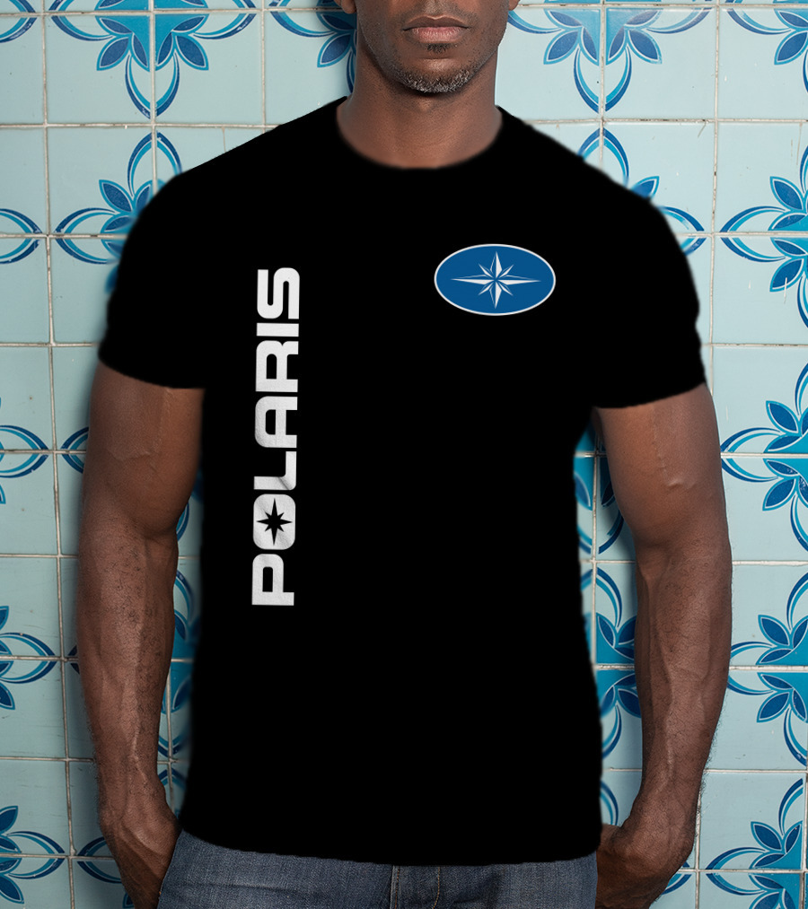 Polaris Star Logo Vertical Text Blue Oval Symbol T-Shirt