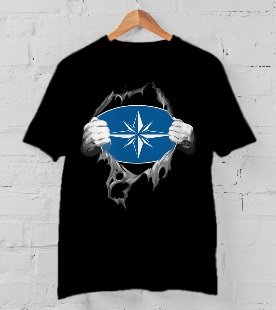 Polaris2 Blue Starburst Compass Emblem Unveiled By Ripping Hands T-Shirt