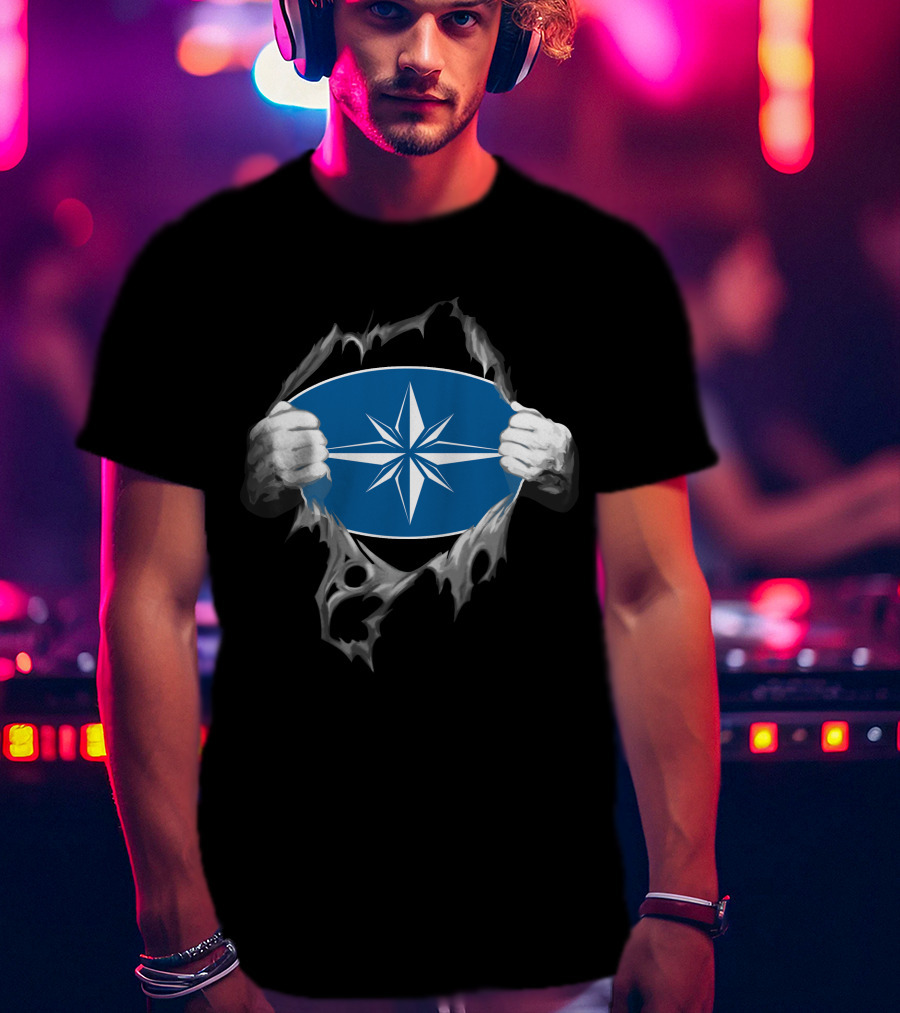 Polaris2 Blue Starburst Compass Emblem Unveiled By Ripping Hands T-Shirt