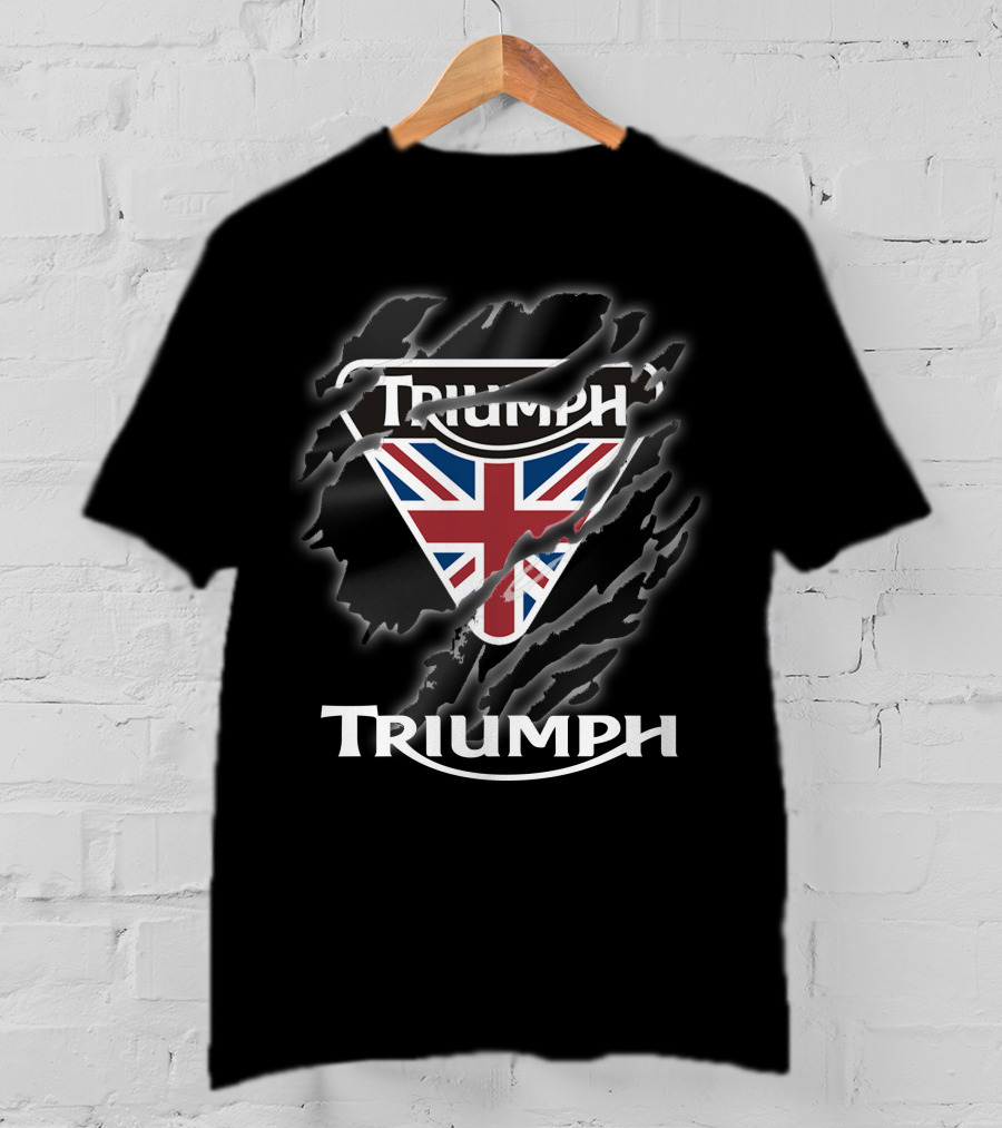 Triumph Uk Union Jack Logo Ripped T-Shirt