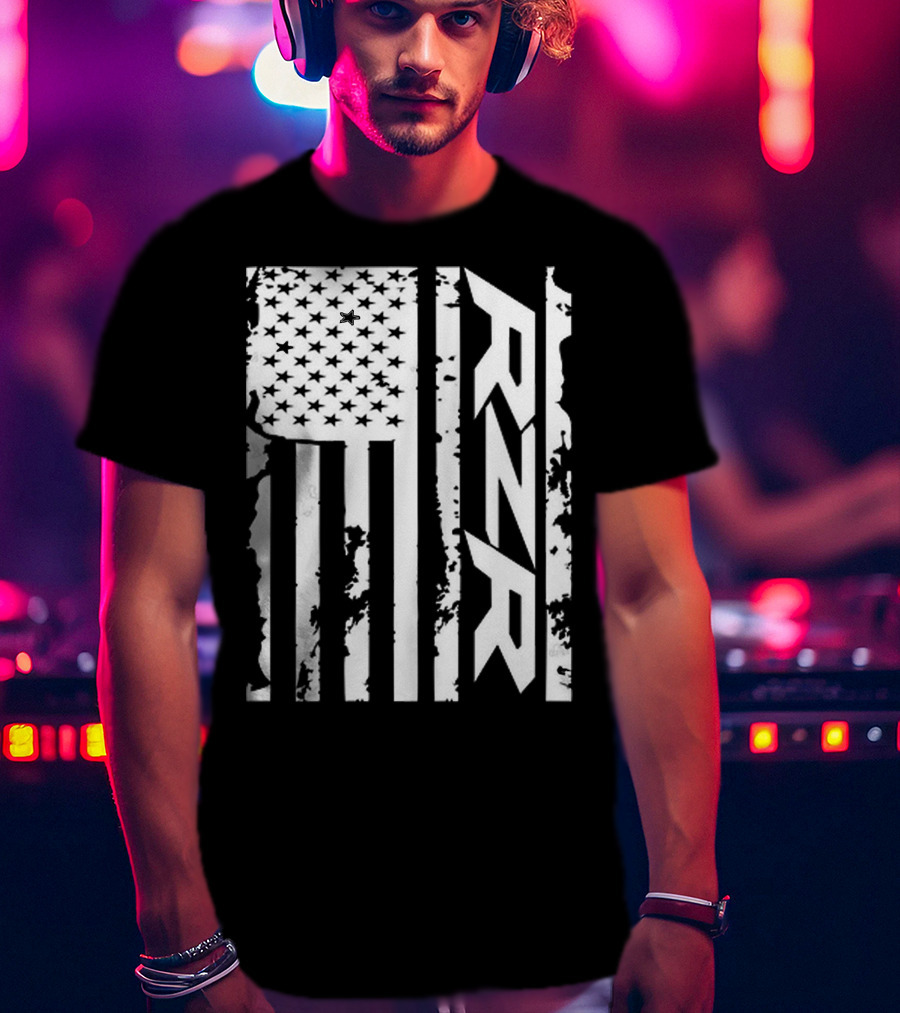 Rzr American Flag Distressed Style T-Shirt