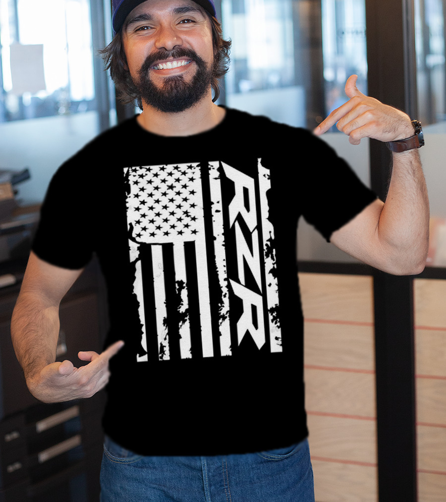 Rzr American Flag Distressed Style T-Shirt