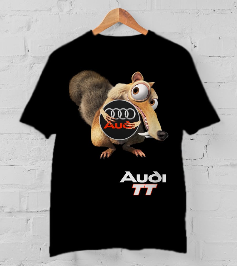 Audi Tt Ice Age Scrat Character Holding Audi Rings T-Shirt
