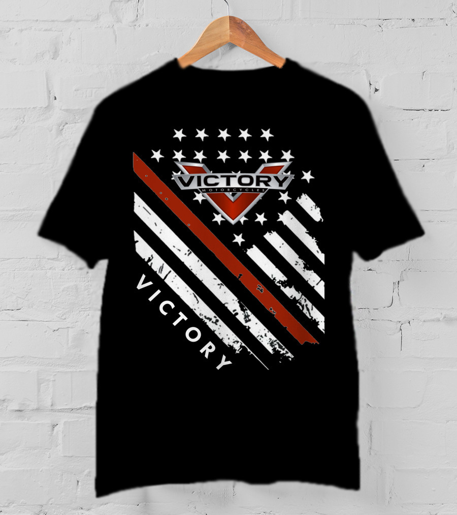 Victory Motorcycles American Flag V Badge Stars Stripes T-Shirt