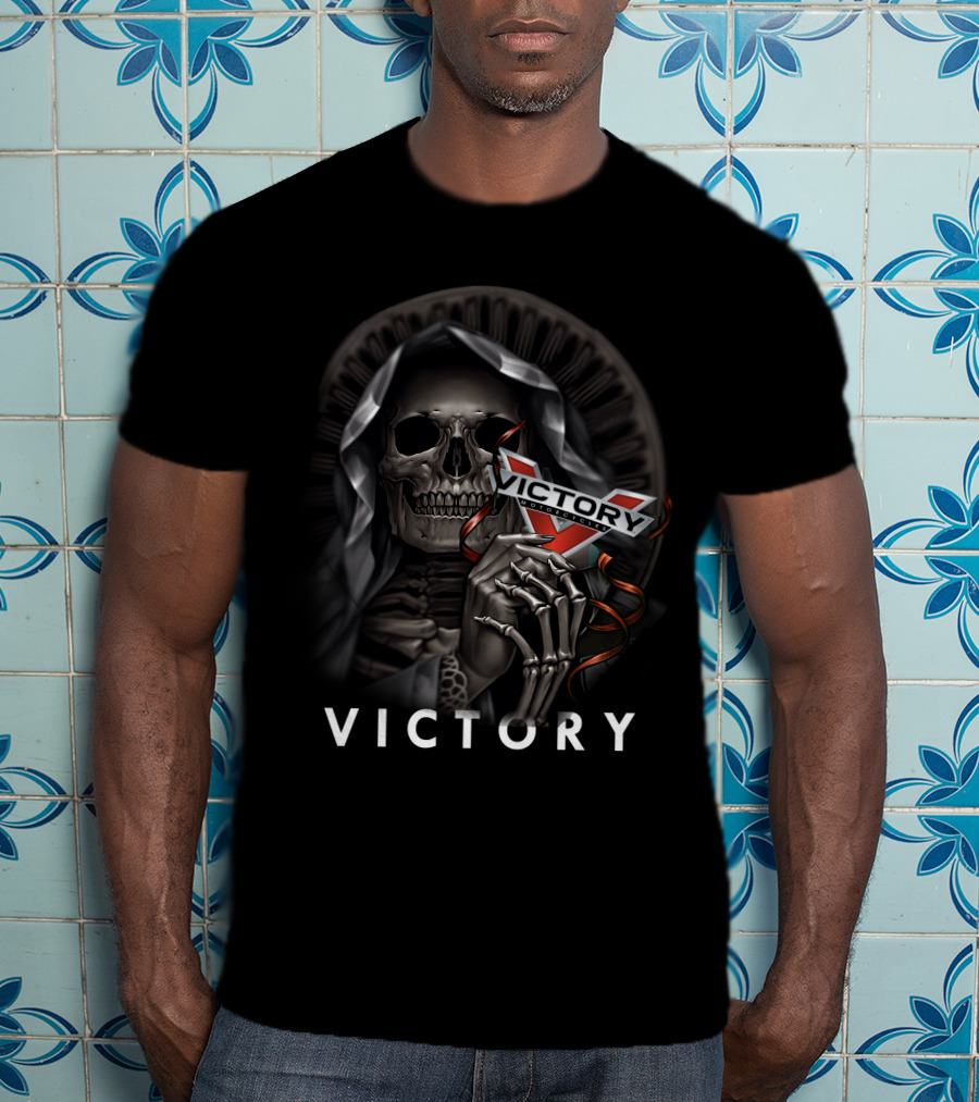 Victory Skeleton Holding V T-Shirt