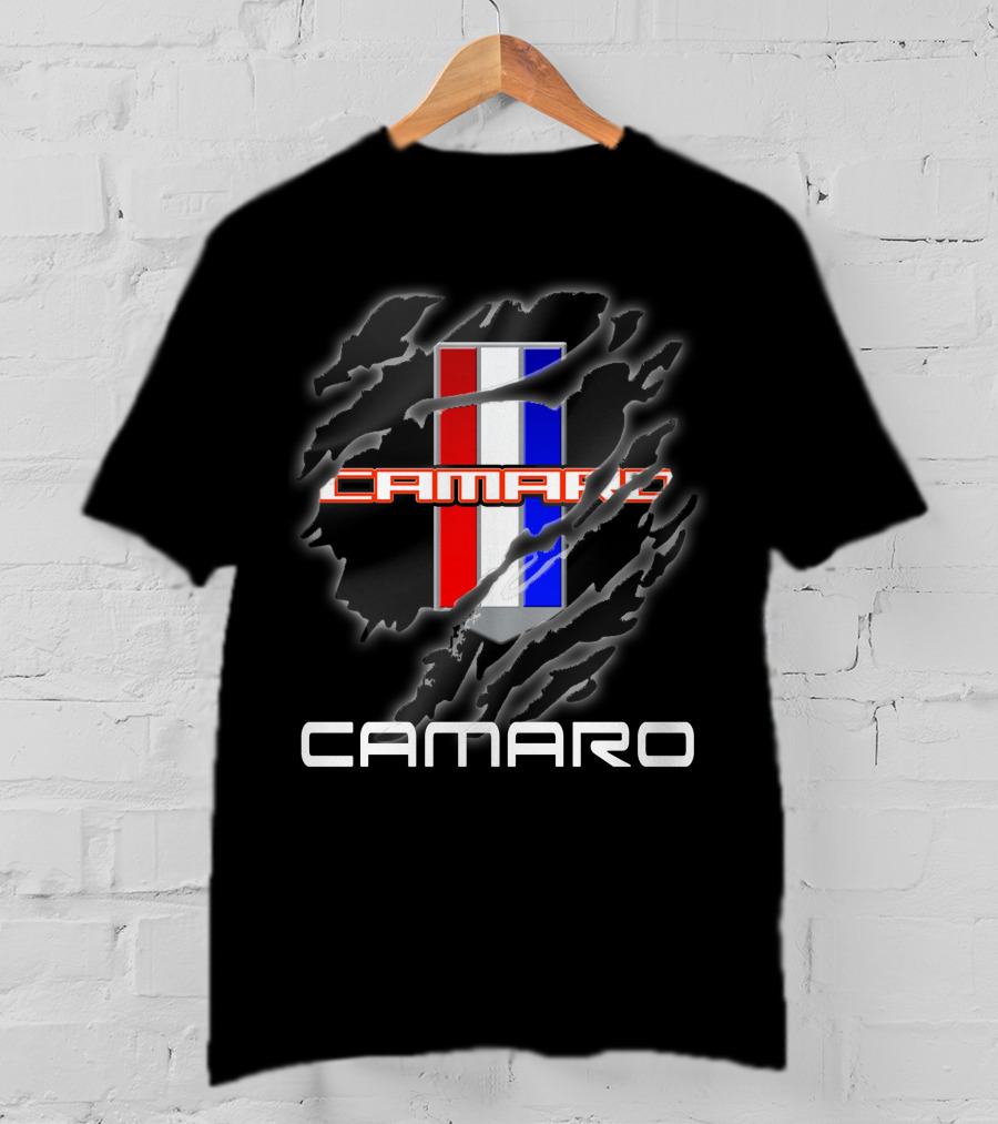 Camaro Red White Blue Stripes Claw Marks T-Shirt