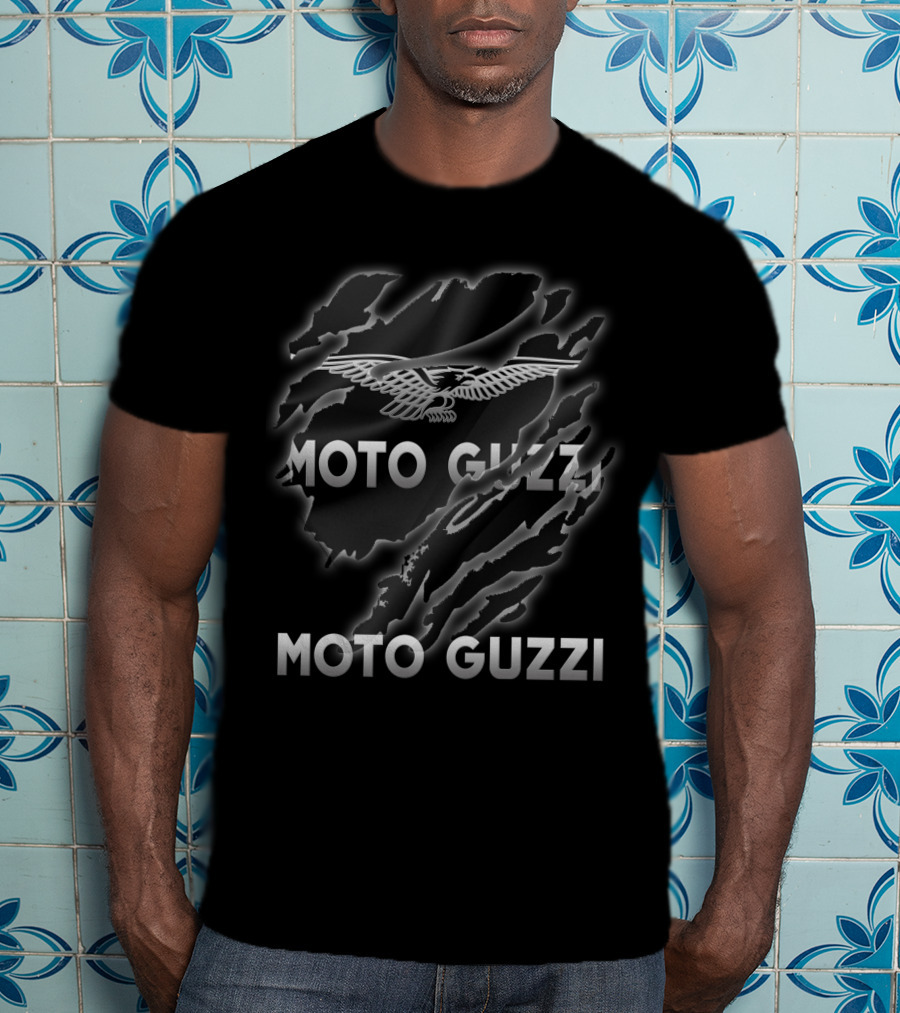 Moto Guzzi Eagle Logo With Guzzi 06 Scratched Texture T-Shirt