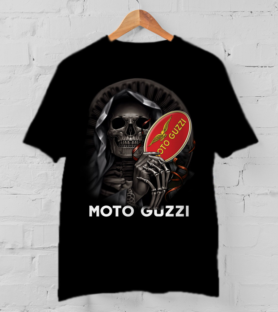 Moto Guzzi Skeleton Holding Red T-Shirt