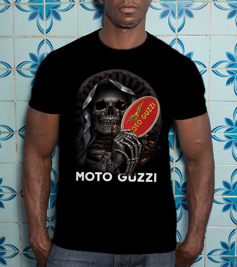 Moto Guzzi Skeleton Holding Red T-Shirt