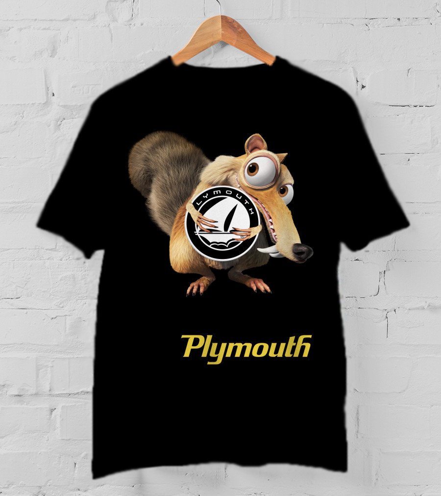 Plymouth Ice Age Character Holding T-Shirt