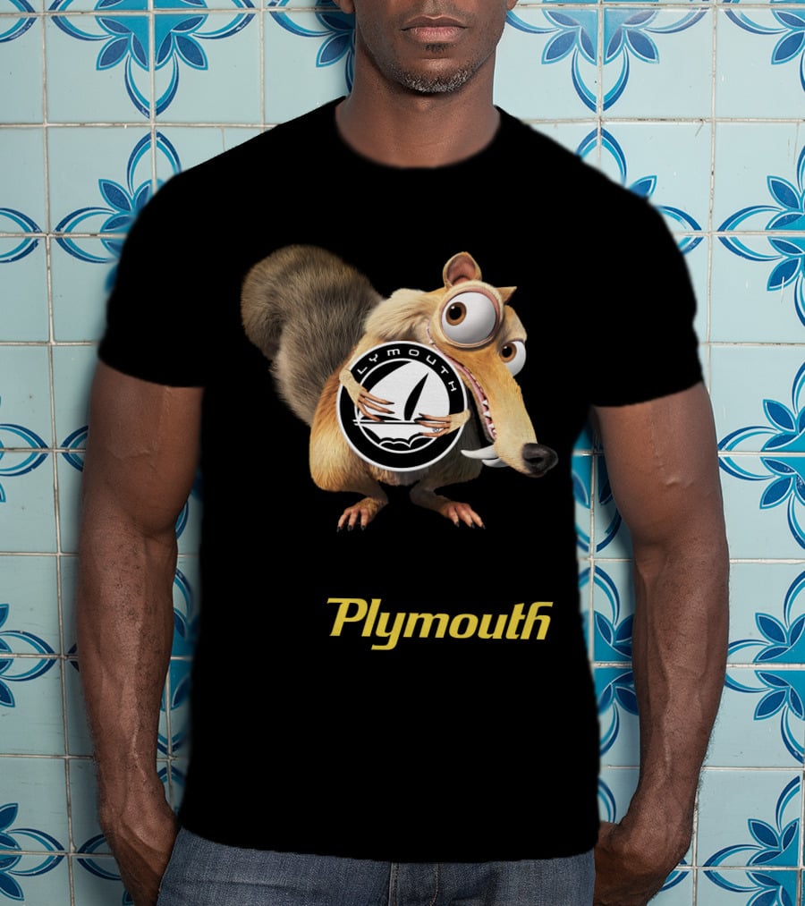Plymouth Ice Age Character Holding T-Shirt