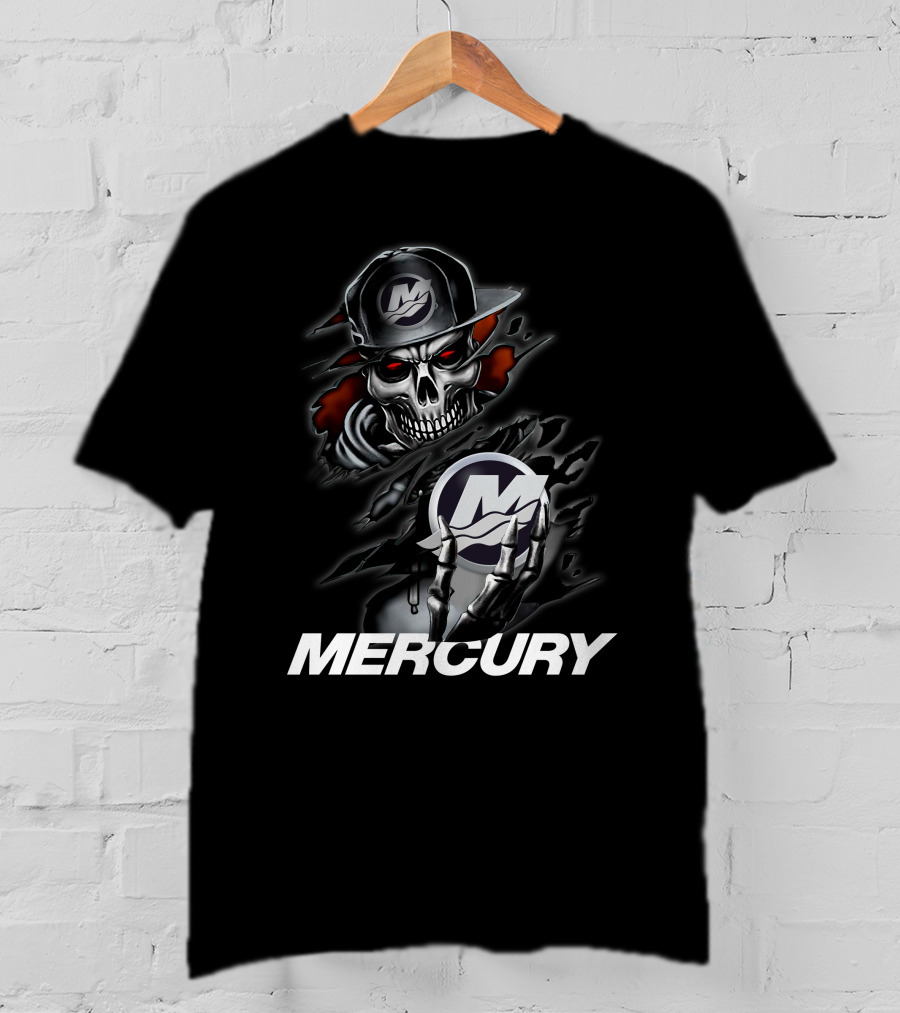 Mercury 05 Skull With Baseball Cap T-Shirt