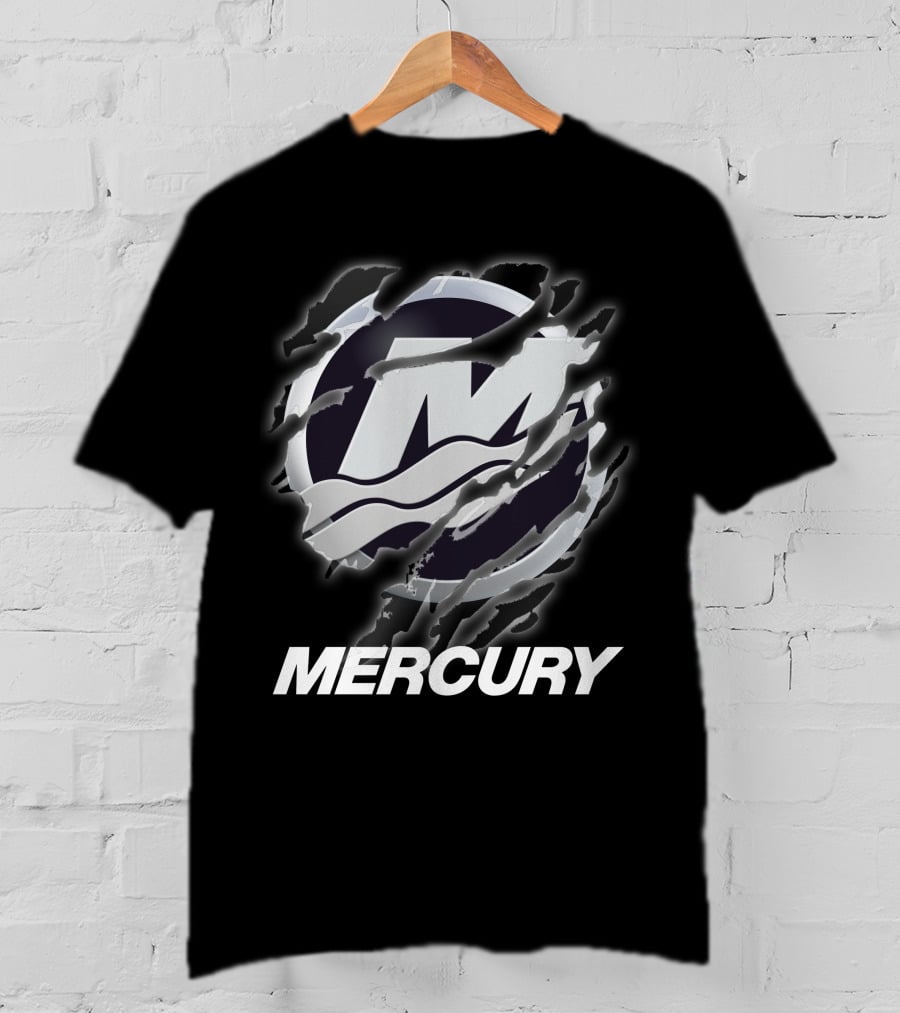 Mercury Marine Ripped Claw Logo Wave Symbol T-Shirt