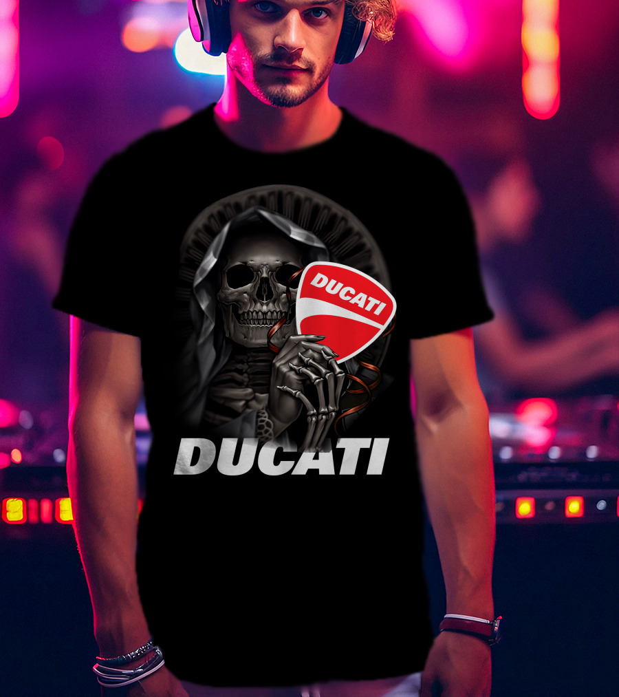 Ducati Skeleton Holding Logo T-Shirt