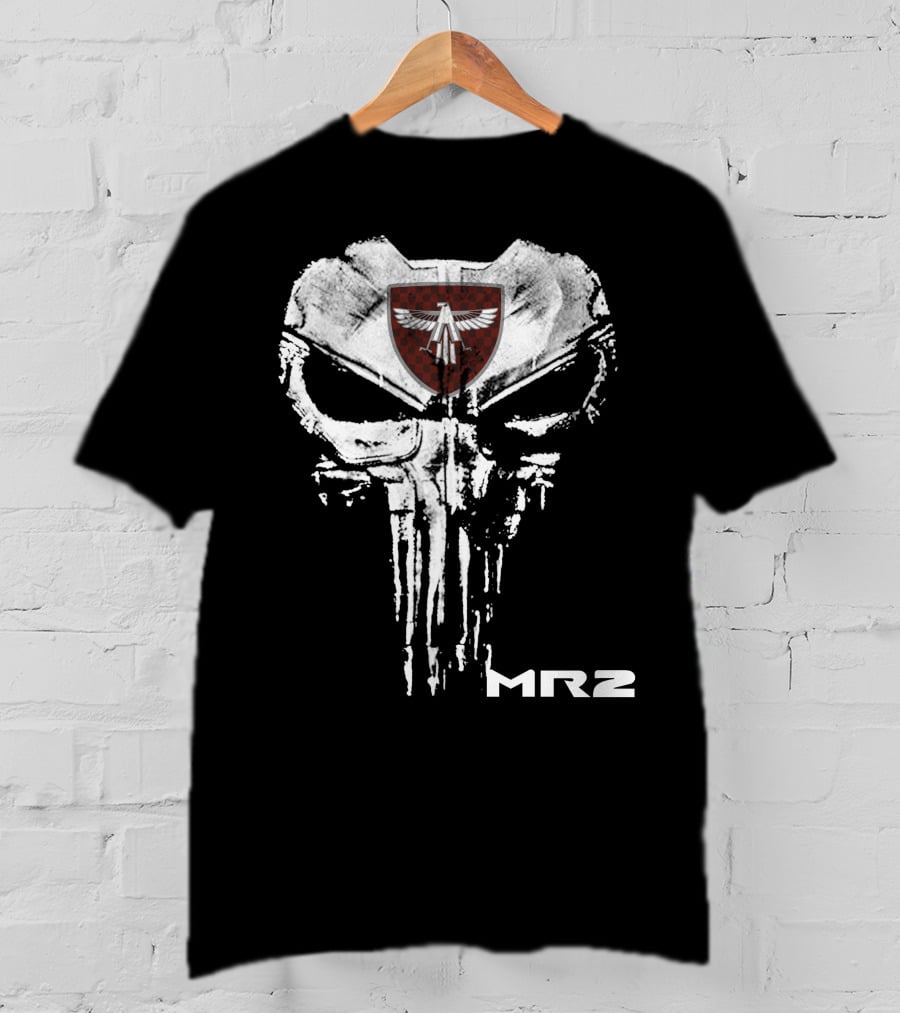 Mr2 Skull Emblem With Winged Shield Motif T-Shirt