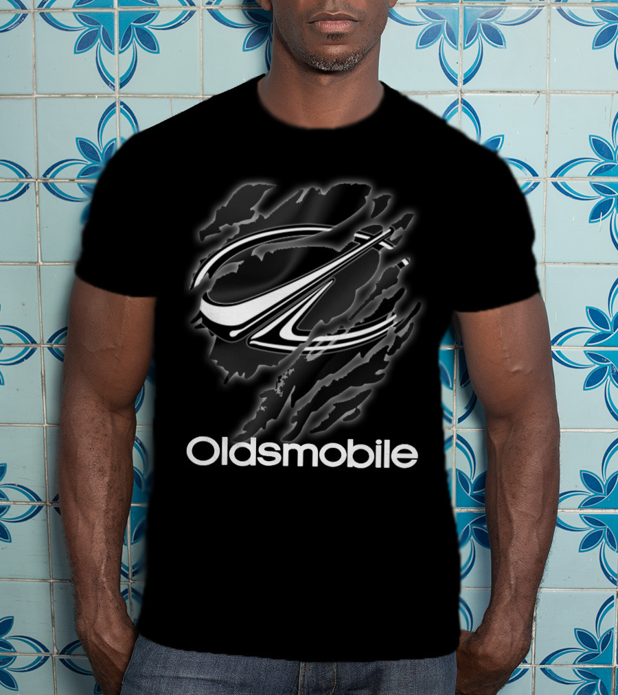 Oldsmobile Logo With Claw Marks Distressed Effect T-Shirt