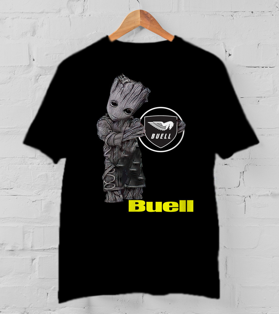 Buell Motorcycle Logo With Groot Character T-Shirt