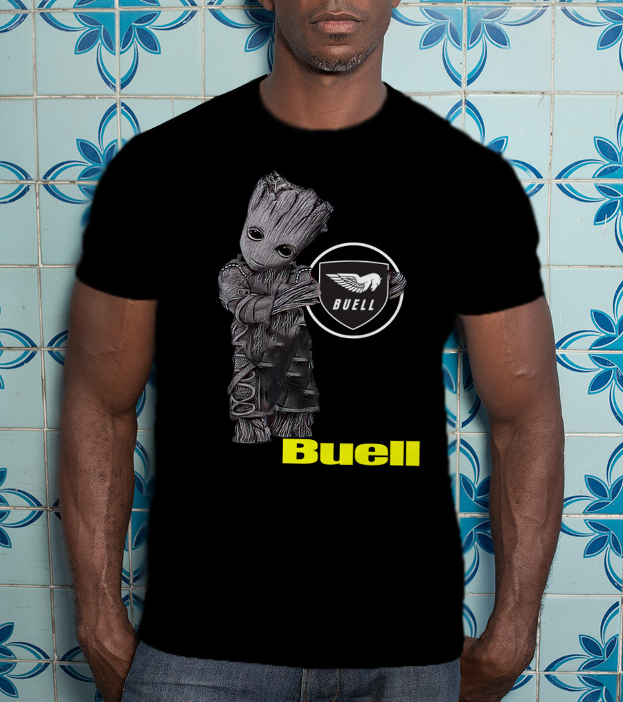 Buell Motorcycle Logo With Groot Character T-Shirt