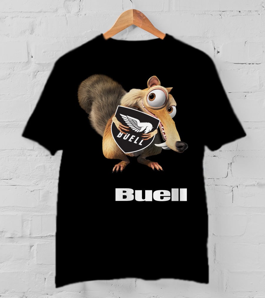 Buell Scrat Logo Iconic Character With Shield T-Shirt
