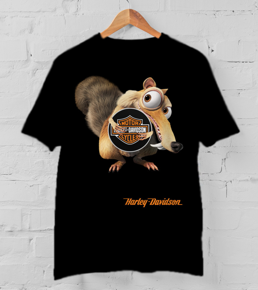Harley Davidson Motorcycles Ice Age Scrat Holding T-Shirt