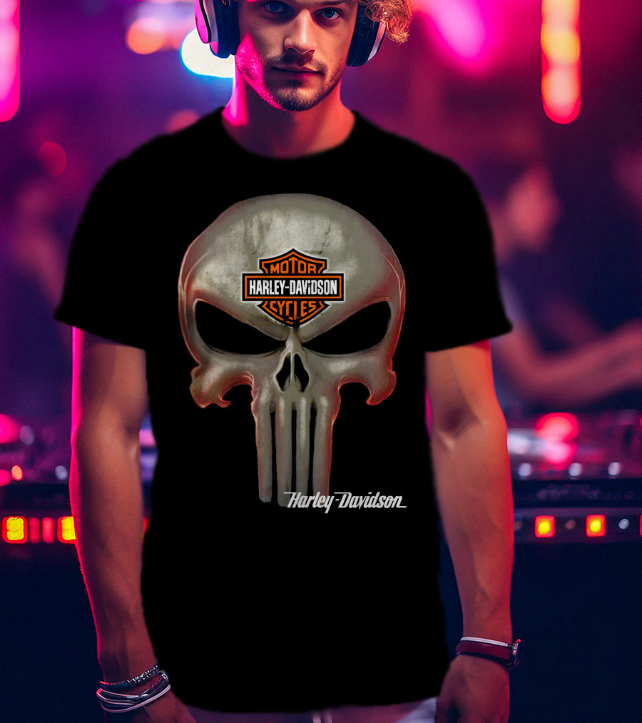 Harley Davidson Motor Cycles Skull T-Shirt