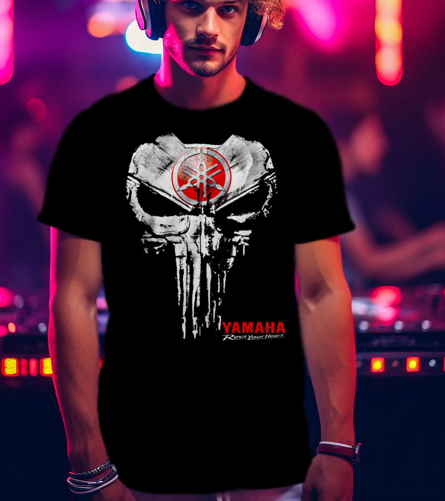 Yamaha Revs Your Heart Skull T-Shirt