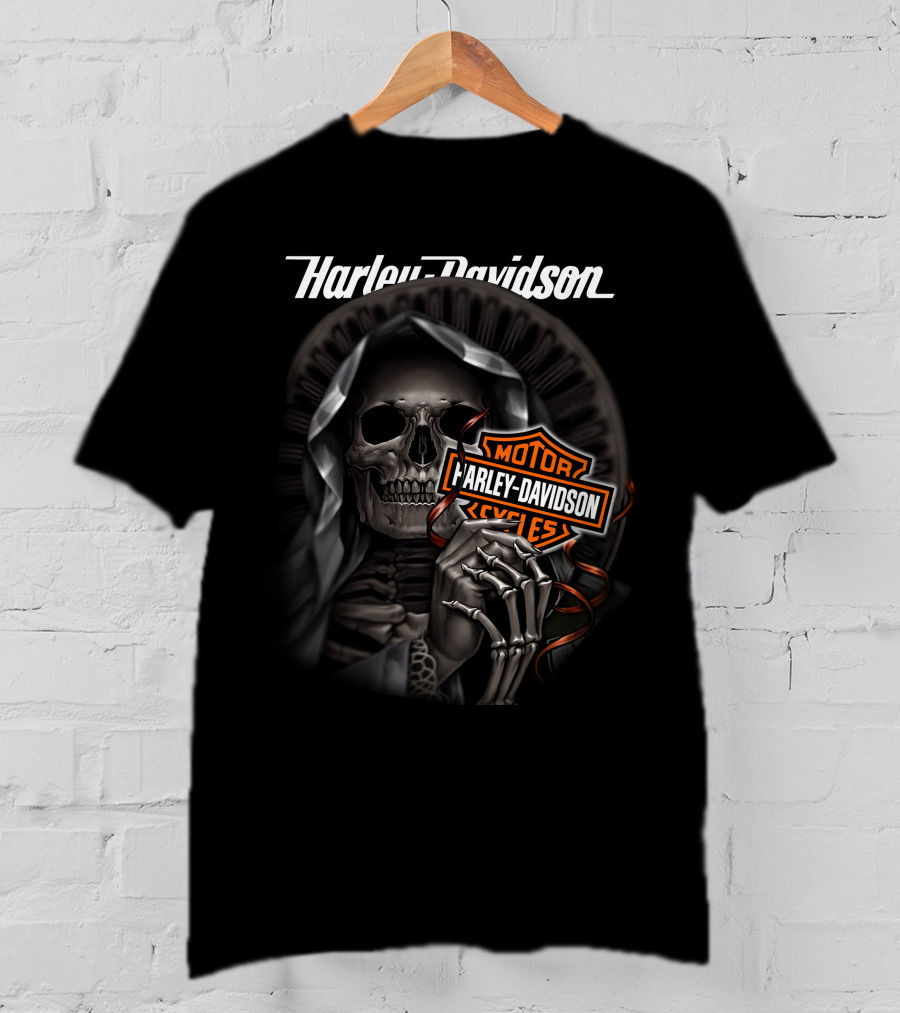 Harley Davidson Grim Reaper Skull Holding T-Shirt