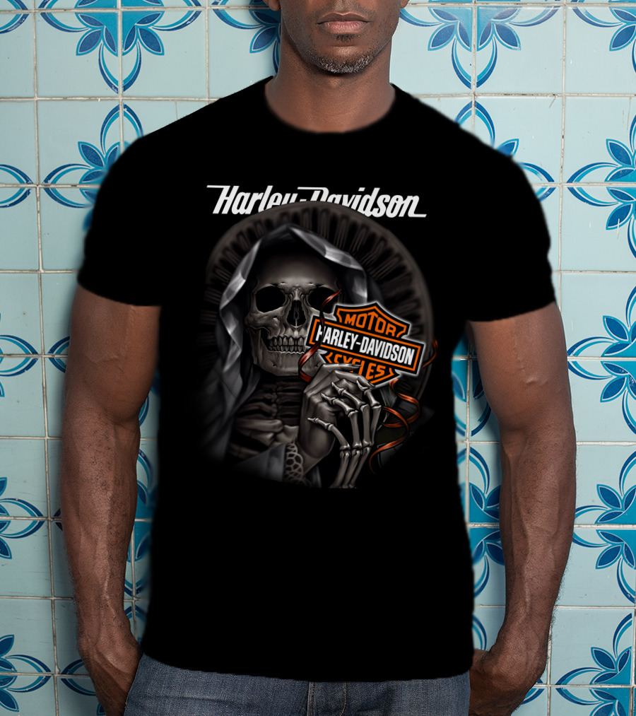 Harley Davidson Grim Reaper Skull Holding T-Shirt