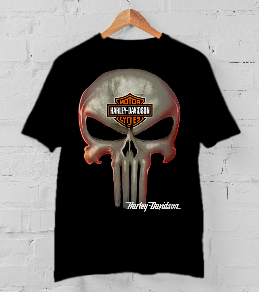Punisher Skull Harley Davidson Motorcycles T-Shirt