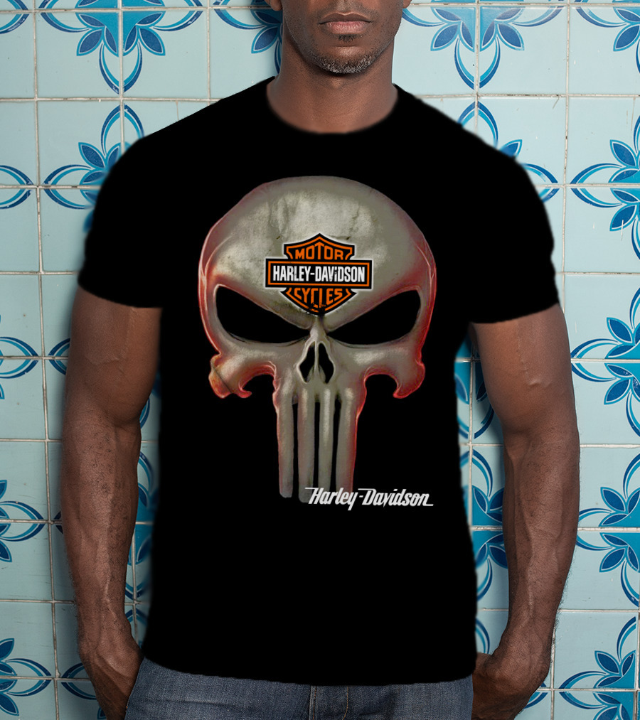 Punisher Skull Harley Davidson Motorcycles T-Shirt
