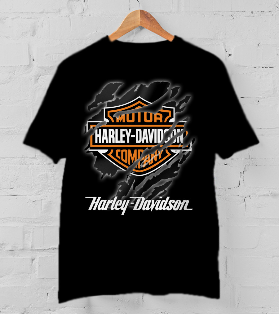 Harley Davidson Motor Company Logo With Distressed Claw Marks T-Shirt
