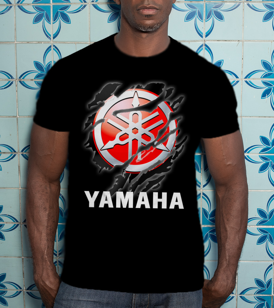 Yamaha Red And White Logo With Claw Marks T-Shirt