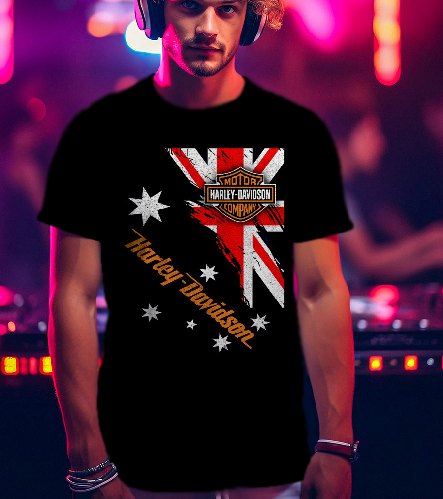 Harley Davidson Motor Company Australia Union Jack Stars T-Shirt