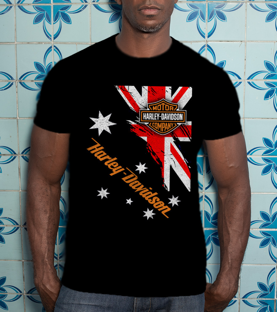 Harley Davidson Motor Company Australia Union Jack Stars T-Shirt